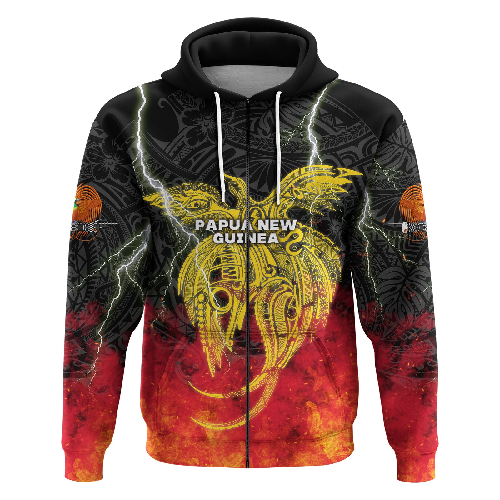Papua New Guinea Zip Hoodie Independence Day Special Style LT16 Unisex Black - Polynesian Pride
