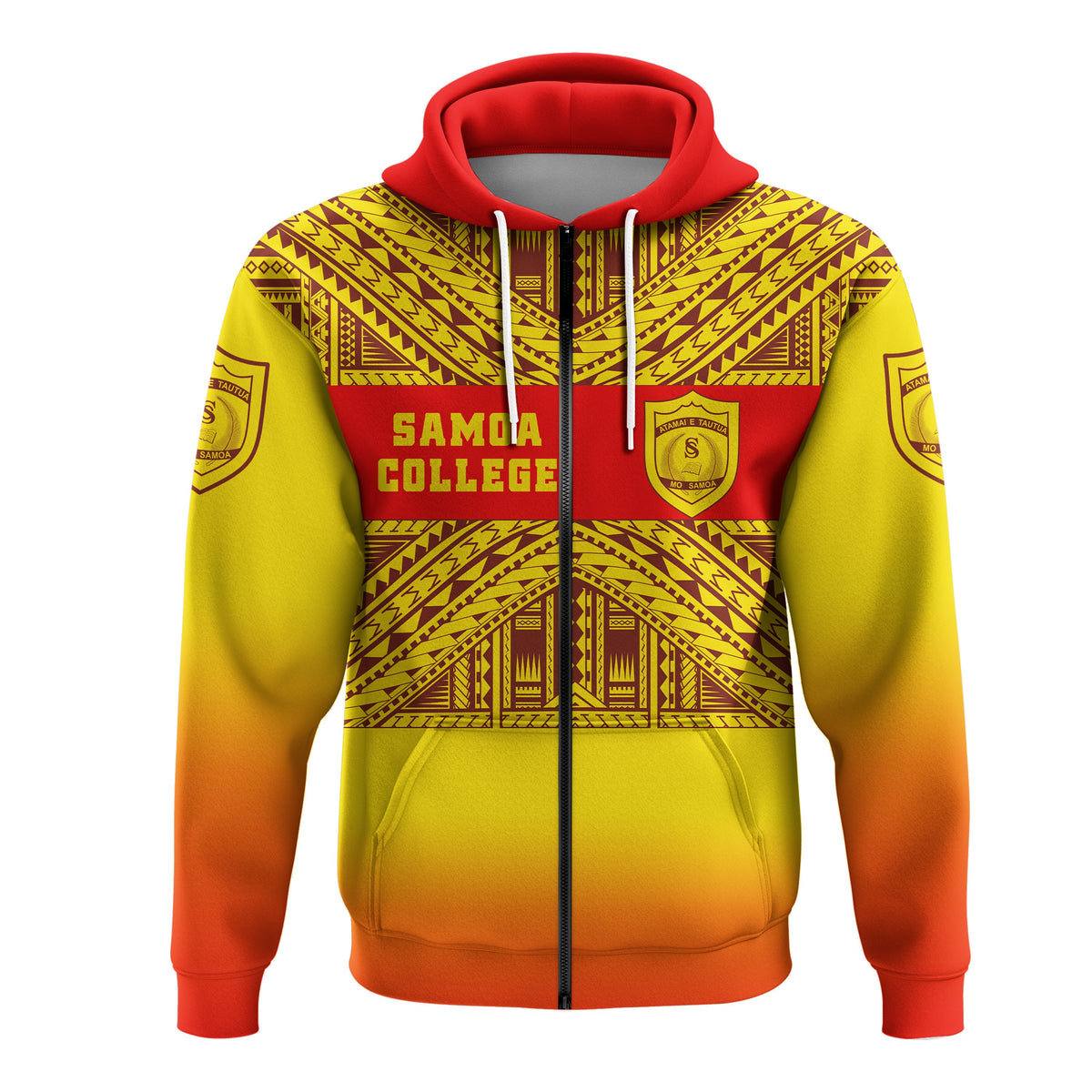 Custom Samoa College Zip Hoodie Tattoo Simple Sports Style - Polynesian Pride