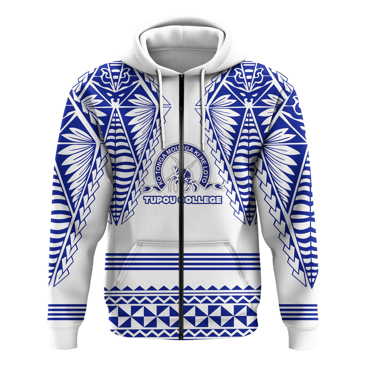 Custom Kolisi Ko Tupou College Tonga Zip Hoodie Polynesian Tattoo Special - Polynesian Pride