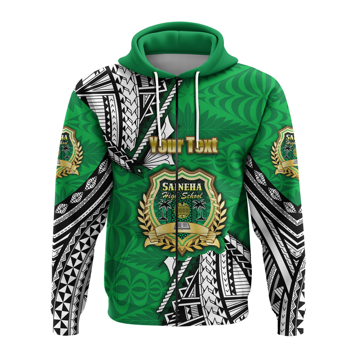 Custom Saineha Tonga Zip Hoodie Polynesian Style Class of LT16 - Polynesian Pride