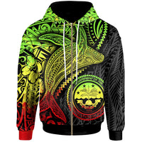 Federated States of Micronesia Zip up Hoodie Humpback Whale & Coat of Arms Reggae Unisex Reggae - Polynesian Pride
