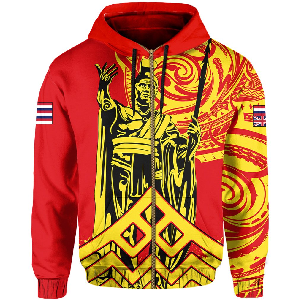 Hawaii Zipper Hoodie King Polynesian Mauna Kea - Polynesian Pride