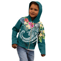 FSM Polynesian Zip up Hoodie Summer Plumeria (Turquoise) - Polynesian Pride