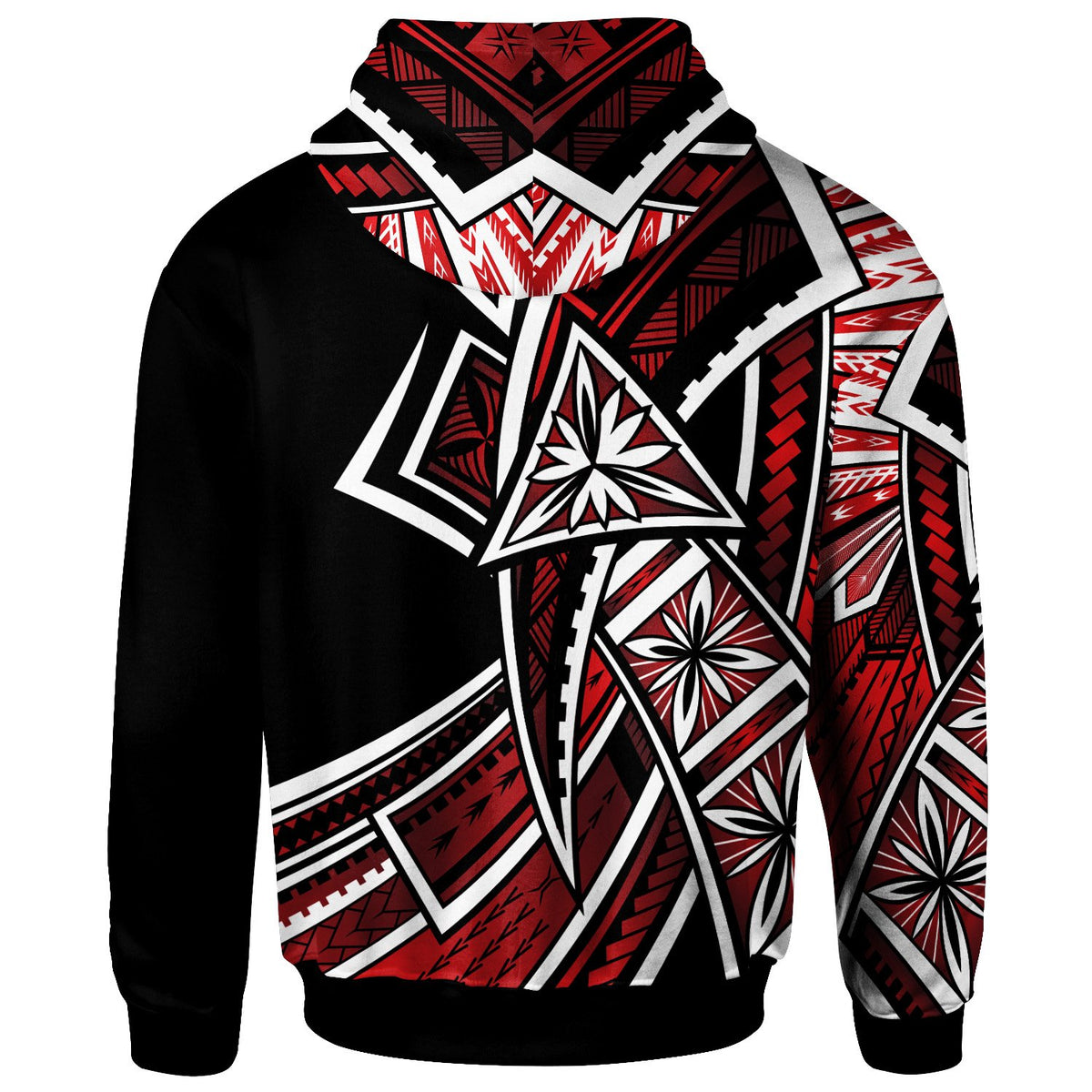 Tonga Hoodie Tribal Flower Special Pattern Red Color - Polynesian Pride